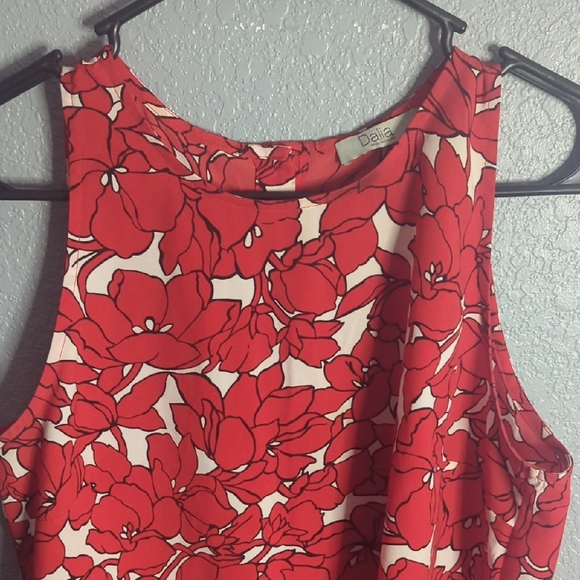 Dalia Red and White Sleeveless Tank Blouse - Picture 3 of 5